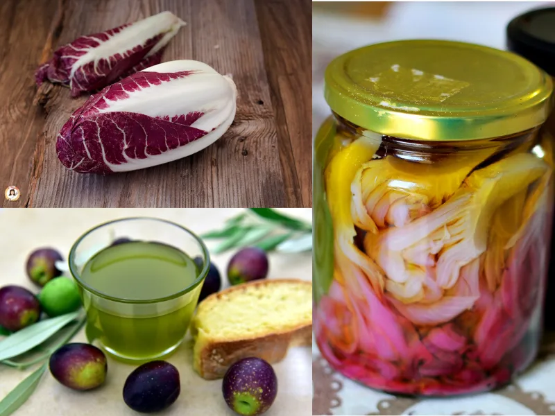 Cespi di radicchio rosso pronti per essere trasformati in conserva sott'olio