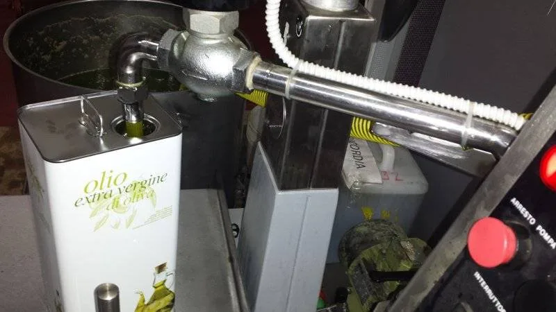 Confezionamento di olio extravergine sfuso in frantoio, imbottigliamento diretto per la vendita