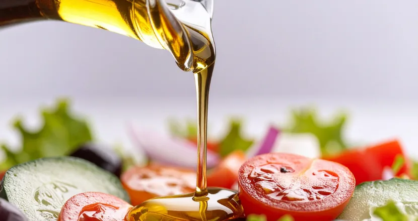 Un cucchiaio di olio extravergine di oliva pronto per essere bevuto a digiuno