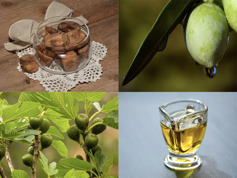 Fichi secchi immersi in olio extravergine di oliva in un vasetto di vetro