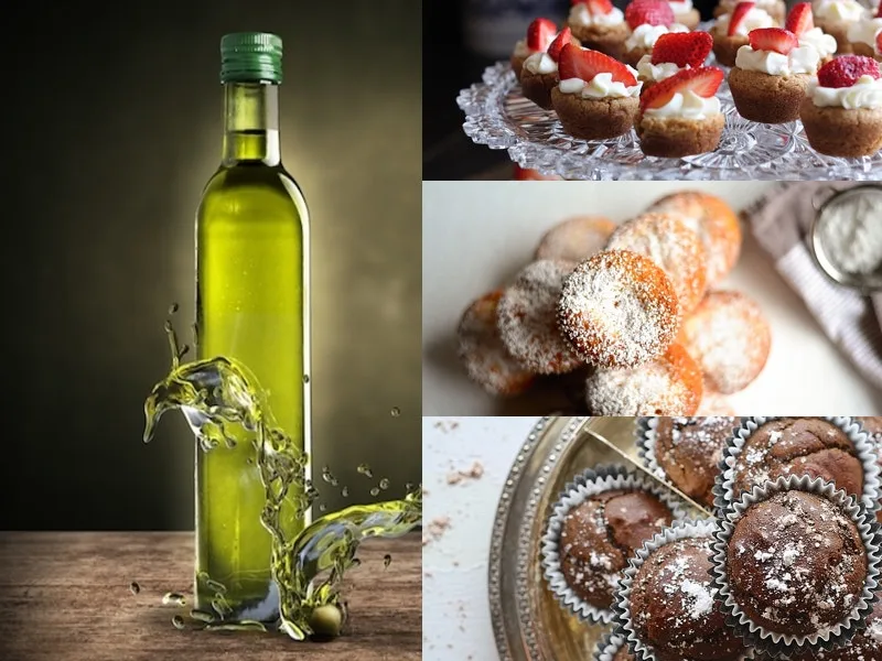 Muffin fatti in casa con olio extravergine di oliva, appena sfornati