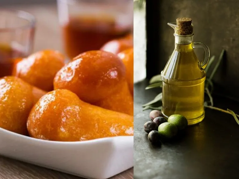 Babà fatto in casa con olio extravergine di oliva, pronto per essere bagnato al rum