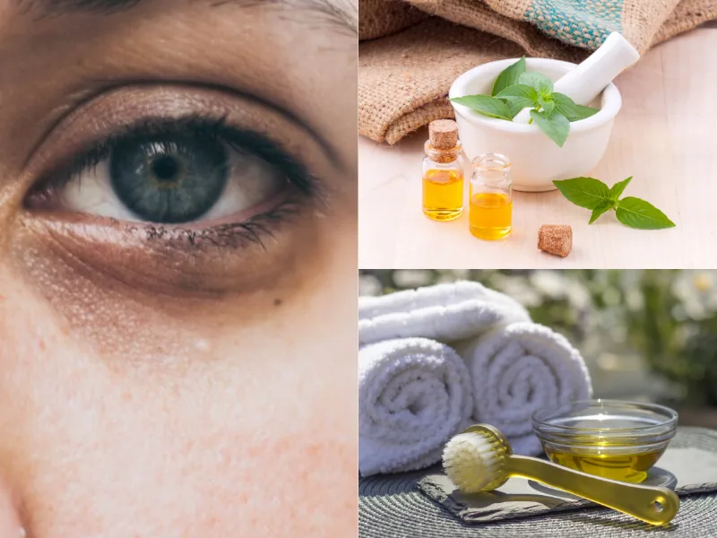 Ramoscello d'ulivo e olio extravergine, rimedio naturale per il contorno occhi