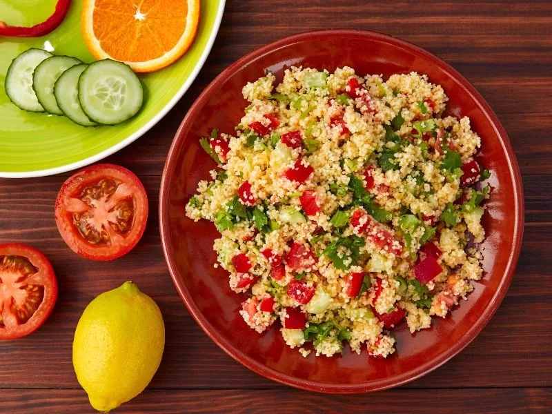 Couscous con verdure arrosto condito con olio extravergine di oliva