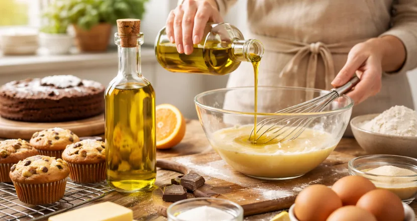 Torta soffice preparata con olio extravergine di oliva al posto dell'olio di semi